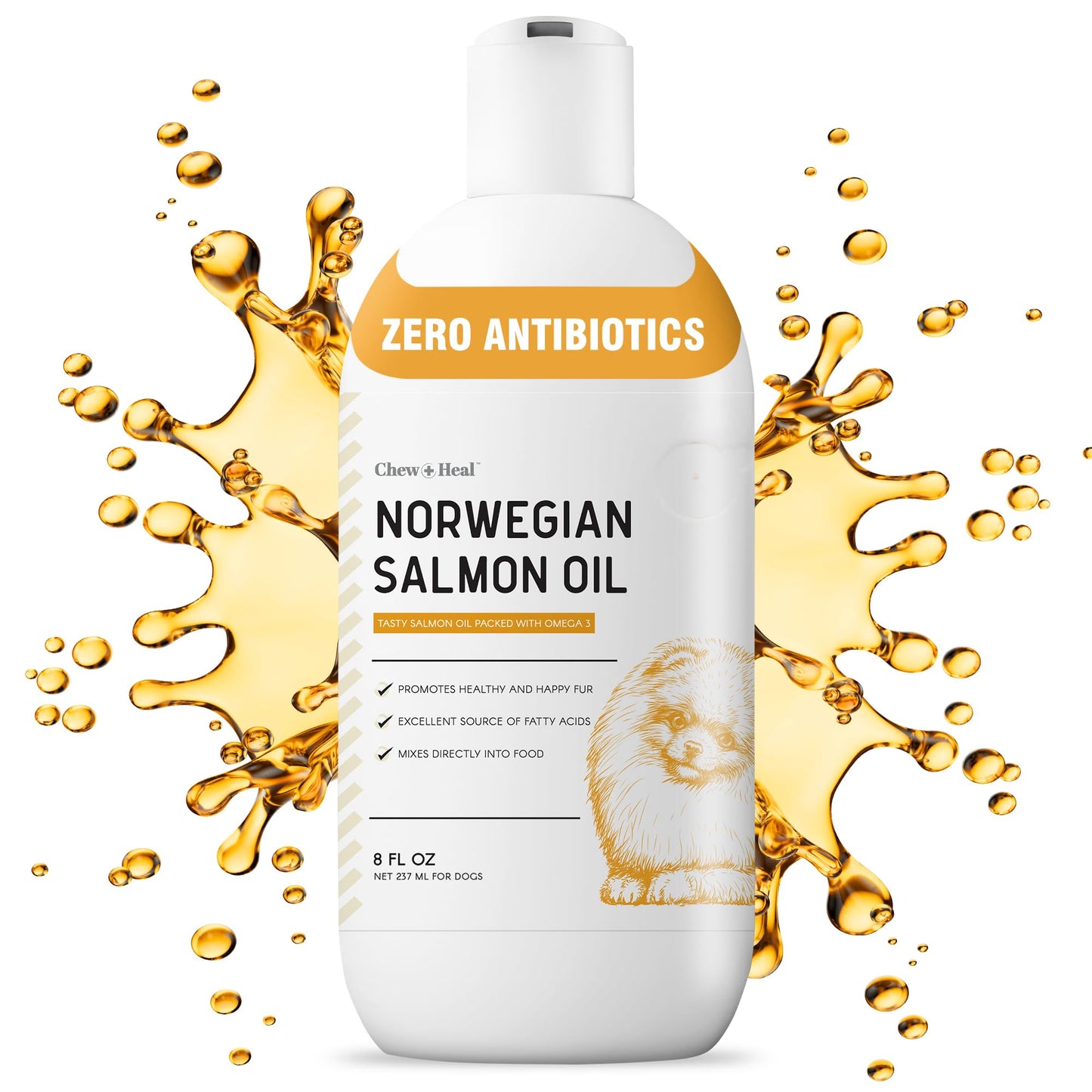 Salmon Oil for Dogs - Premium Fish Oil for Skin and Coat Health - Omega 3 Supplement - Supports Itchy Skin - 8 oz Liquid - Norwegian Dog Salmon Oil - Essential Dog Supplement