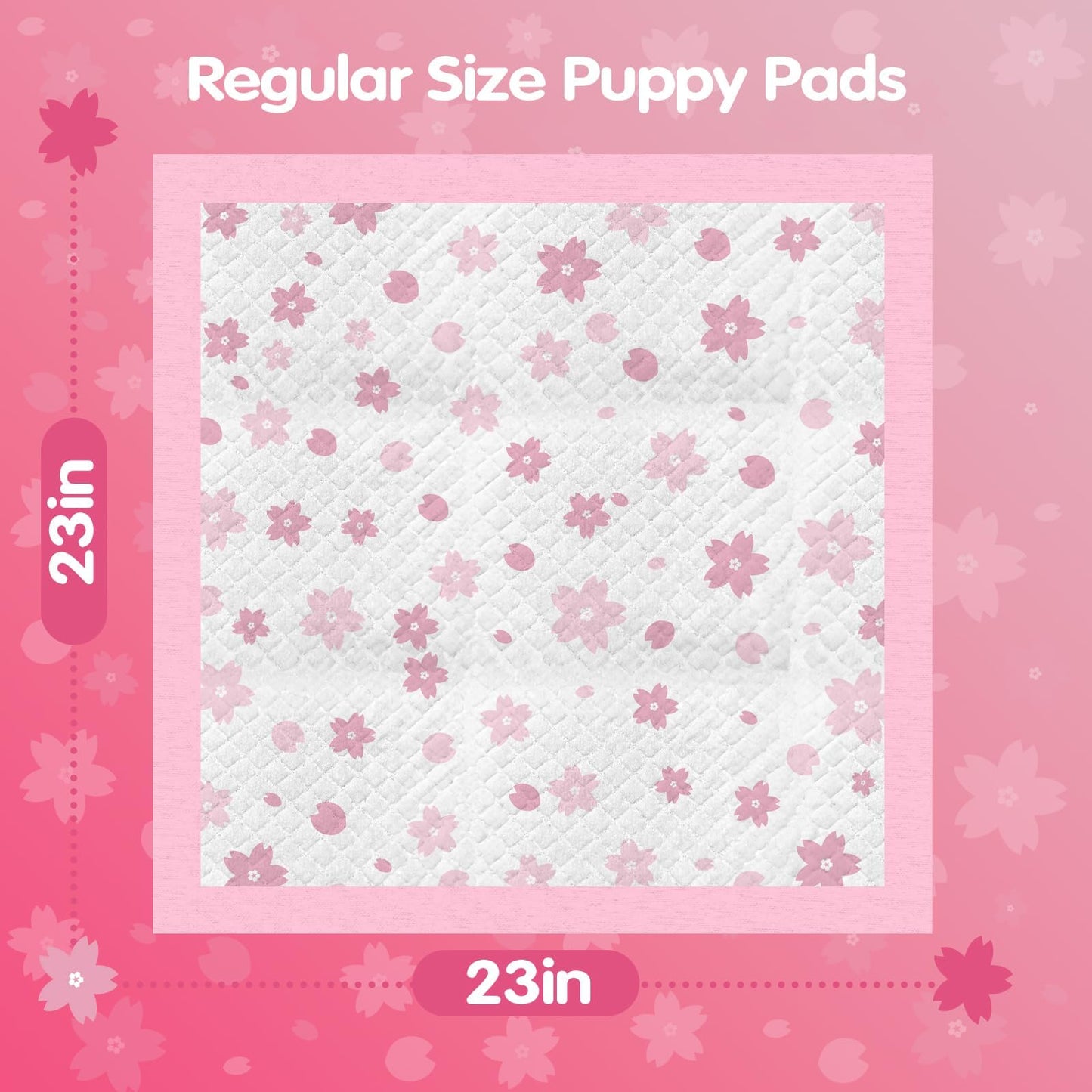 Cibaabo Puppy Pads, 23"x 23" Dog Pee Pad with Adhesive Tabs for Potty Training, Ultra Thick Leak-Proof Quiky-Dry Pink Puppy Essentials (Pink, 23x23in 50Ct)