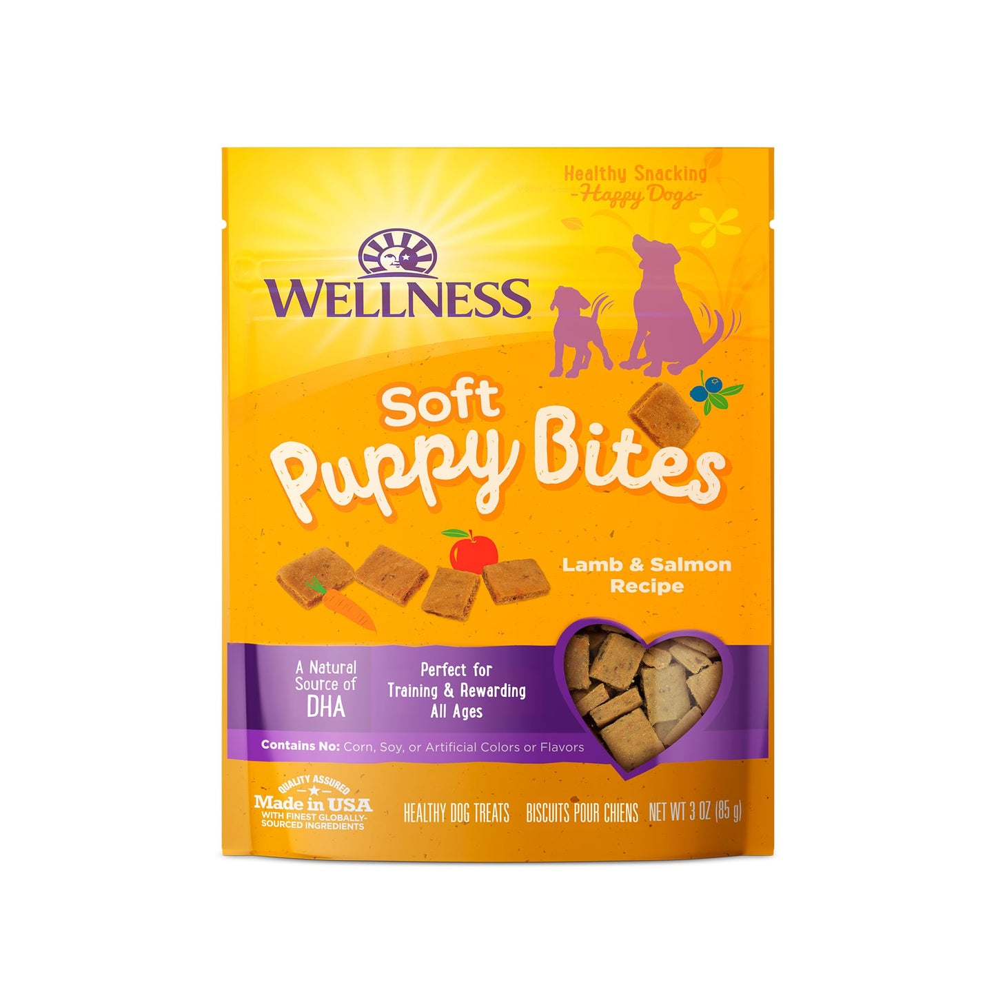Wellness Puppy Treats, Natural, Training Treat, Grain Free, Soft Lamb & Salmon (3 Ounce bag)