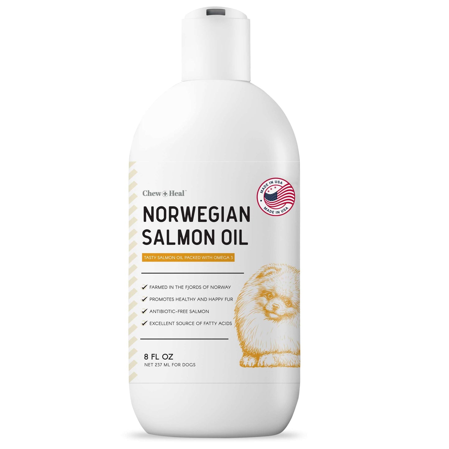 Salmon Oil for Dogs - Premium Fish Oil for Skin and Coat Health - Omega 3 Supplement - Supports Itchy Skin - 8 oz Liquid - Norwegian Dog Salmon Oil - Essential Dog Supplement