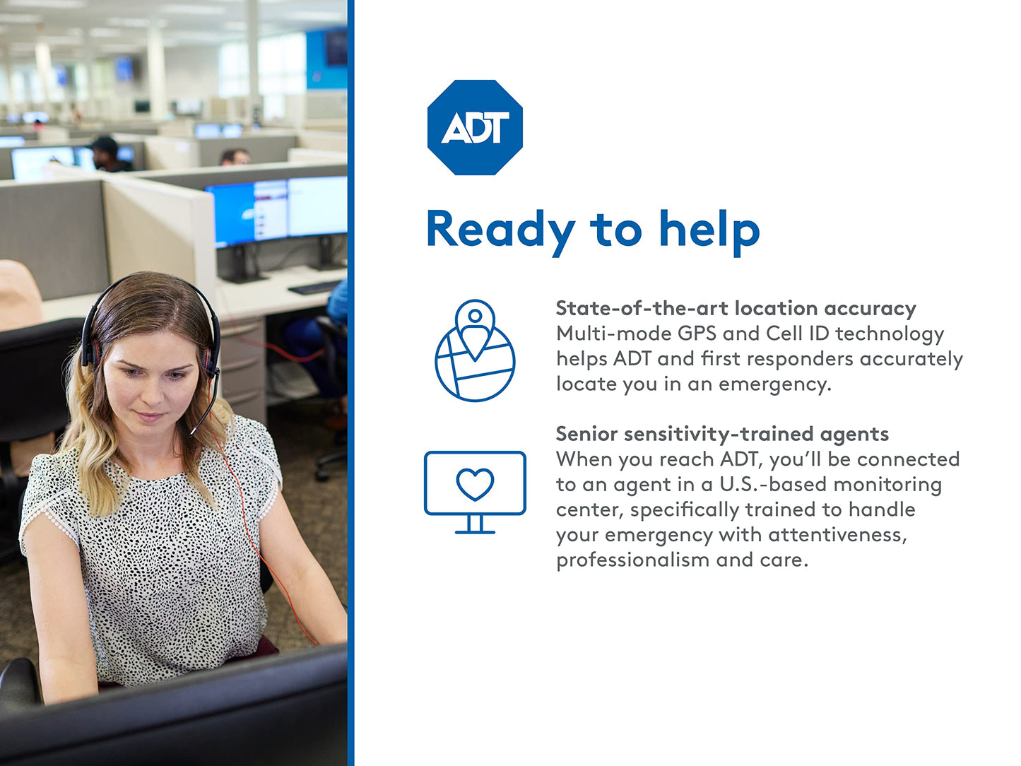 ADT - On-The-Go Mobile Medical Alert System for Seniors - GPS Capabilities, Included Waterproof Wearable Panic Button, 24/7 U.S. Based Monitoring (Fall Detection Pendant)