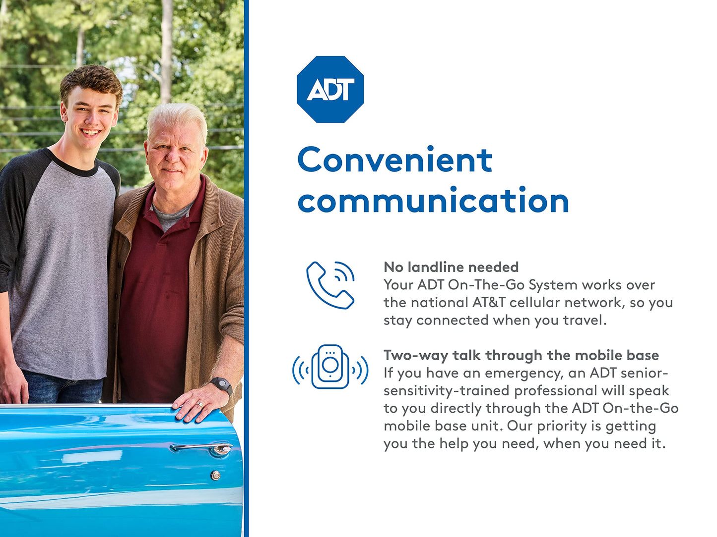 ADT - On-The-Go Mobile Medical Alert System for Seniors - GPS Capabilities, Included Waterproof Wearable Panic Button, 24/7 U.S. Based Monitoring (Fall Detection Pendant)