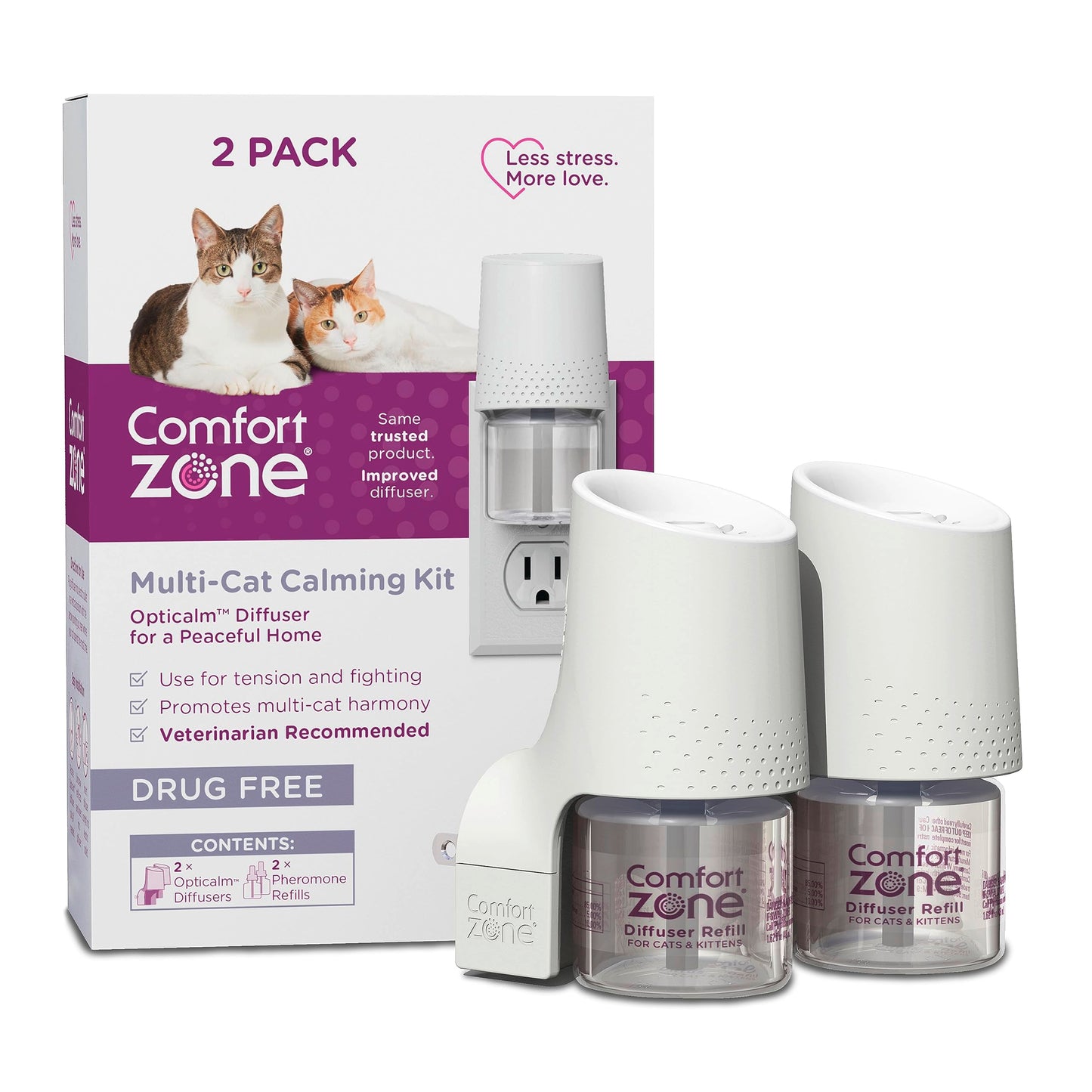 Comfort Zone Multi Cat Calming Diffuser: 2 Pheromone Diffusers & 2 Refills