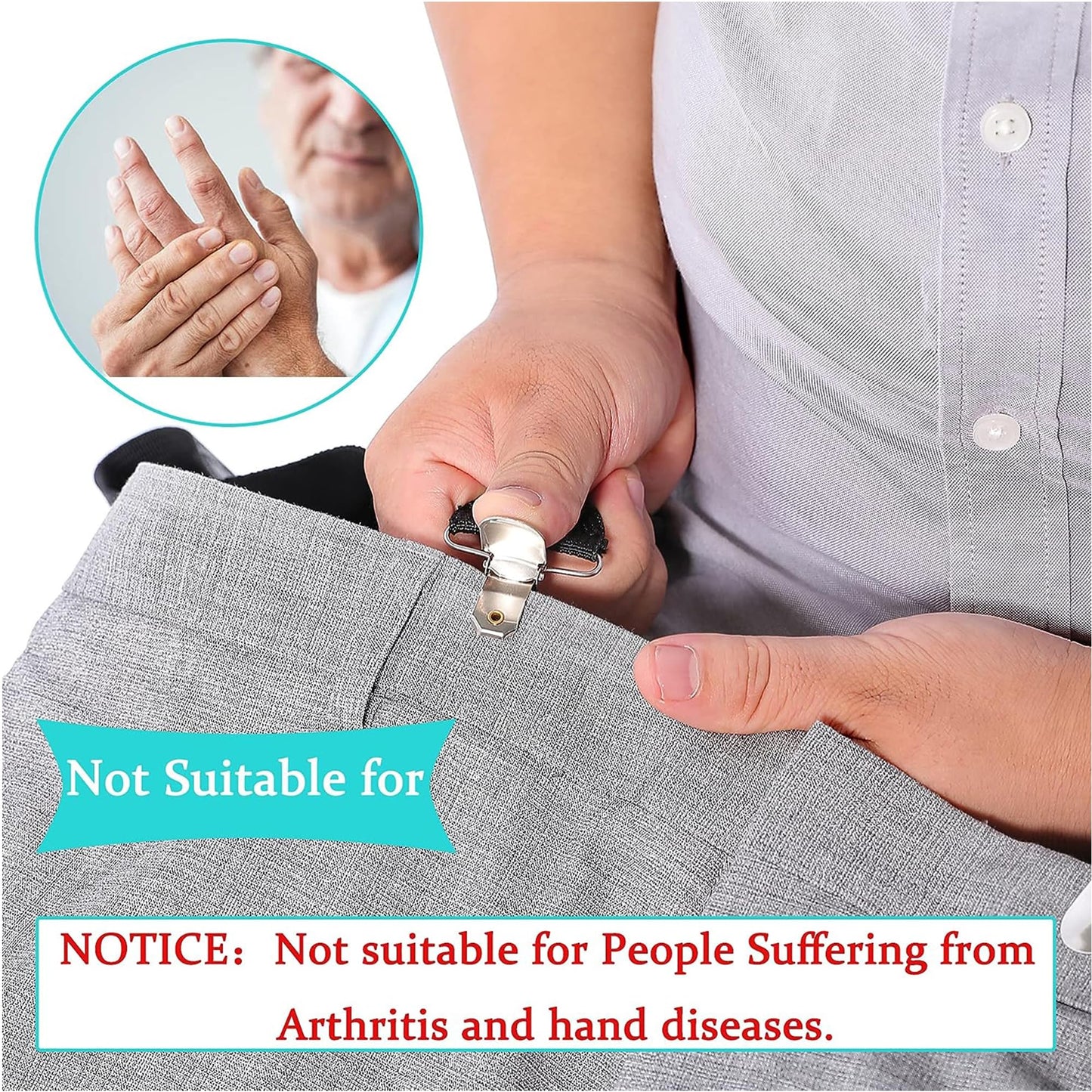 Fanwer Metal Clip Dressing Aid - 2Pcs, 2nd Gen, Adjustable 26-41 Inches - Ideal for Elderly, Disabled, Seniors, Pregnant Women, and Handicapped Individuals.