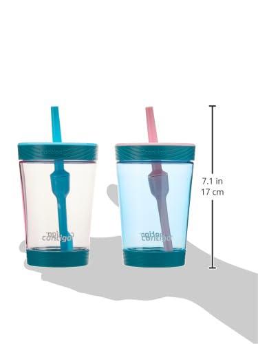 Contigo Kids Spill-Proof 14oz Tumbler with Straw and BPA-Free Plastic, Fits Most Cup Holders and Dishwasher Safe, 2-Pack Strawberry Cream & Blue Raspberry