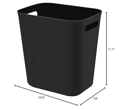 UUJOLY Plastic Small Trash Can Wastebasket, Garbage Container Basket for Bathrooms, Laundry Room, Kitchens, Offices, Kids Rooms, Dorms, 3.5 Gallon, Black