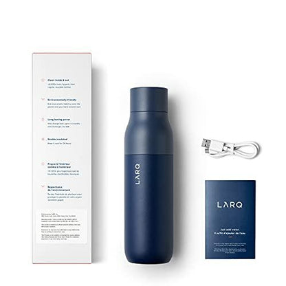 LARQ Bottle PureVis 17 oz - Self-Cleaning and Insulated Stainless Steel Water Bottle with UV Water Purifier and Award-winning Design | Reusable & Travel Friendly, 1-Year Warranty, Monaco Blue