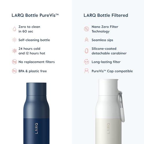 LARQ Bottle PureVis 17 oz - Self-Cleaning and Insulated Stainless Steel Water Bottle with UV Water Purifier and Award-winning Design | Reusable & Travel Friendly, 1-Year Warranty, Monaco Blue