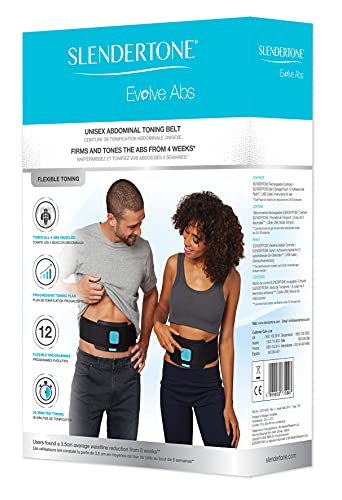 Slendertone Evolve Abs Trainer, EMS Training Device, Abdominal Muscle Trainer, Abdominal Trainer with 12 Programs and 100 Intensities, Portable Muscle Stimulator, for Abdomen Fitness Training