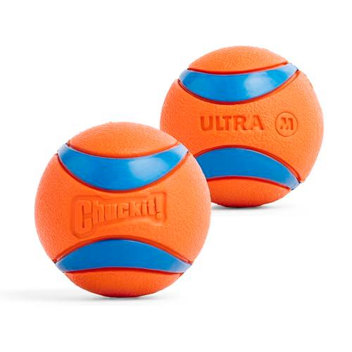 Chuckit! Ultra Ball Dog Toy - Medium Bouncy Fetch Balls For Dogs 20-60 lbs - Made from Durable Rubber - Floating Water Pet Toys - Size Medium - 2.5-inch Diameter - Pack of 2