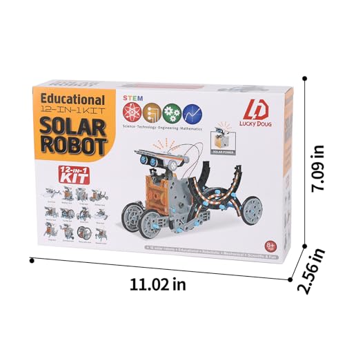 Lucky Doug 12-in-1 STEM Solar Robot Kit Toys Gifts for Kids 8 9 10 11 12 13 Years Old, Educational Building Science Experiment Set Birthday for Kids Boys Girls