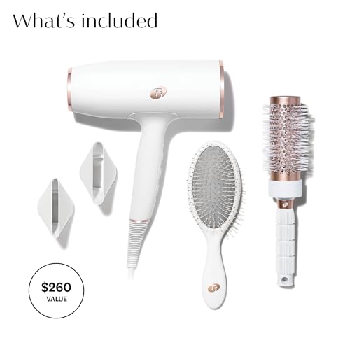 T3 AireLuxe Professional Ionic Hair Dryer and Brush Set, with 5 Heat and 3 Speed Settings, Ion Generator, Cool Shot, Includes Paddle Brush and 2.5" Round Brush