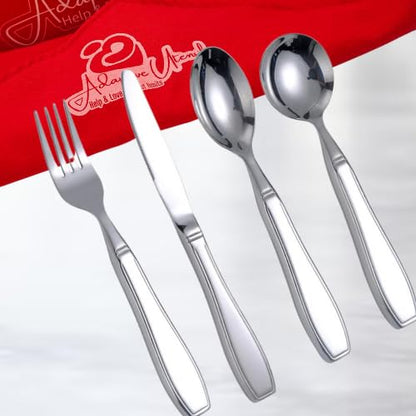 Weighted silverware for patients with degenerative diseases Arthritis and Parkinson's | Heavy Stainless Steel Fork, Knife and 2 Spoons |Elegant adaptive cutlery for gifts | Enhanced Stability (5)