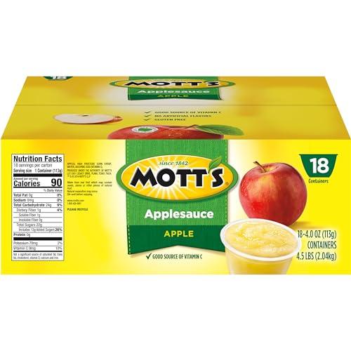 Mott's Applesauce, 4 Oz Cups, 18 Count, No Artificial Flavors, Good Source Of Vitamin C, Nutritious Option For The Whole Family