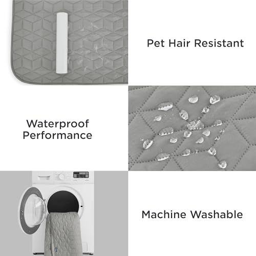 Bedsure 100% Waterproof Bed Cover for Dogs Washable - Non Slip Waterproof Dog Blanket for Bed, Lightweight Furniture Protector Durable for Pet Cat Puppy with Non-Slip Bottom, Grey, 82x102IN