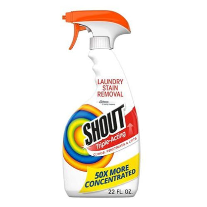 Shout Active Enzyme Laundry Stain Remover Spray for Clothes, Triple-Acting Formula Clings, Penetrates, and Lifts Tough & Everyday Stains - 22oz Prewash Spray