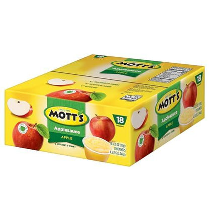 Mott's Applesauce, 4 Oz Cups, 18 Count, No Artificial Flavors, Good Source Of Vitamin C, Nutritious Option For The Whole Family