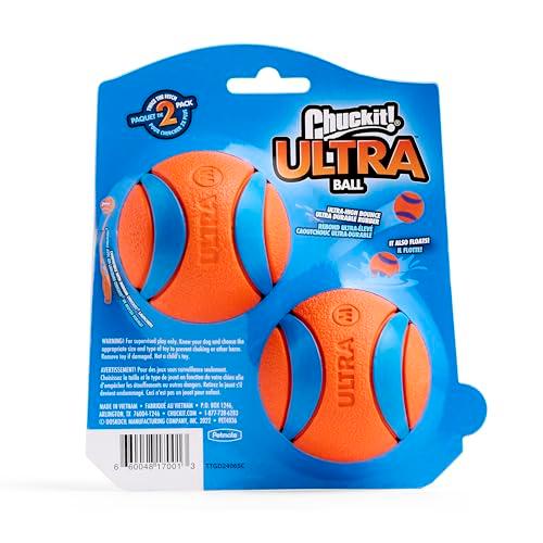 Chuckit! Ultra Ball Dog Toy - Medium Bouncy Fetch Balls For Dogs 20-60 lbs - Made from Durable Rubber - Floating Water Pet Toys - Size Medium - 2.5-inch Diameter - Pack of 2