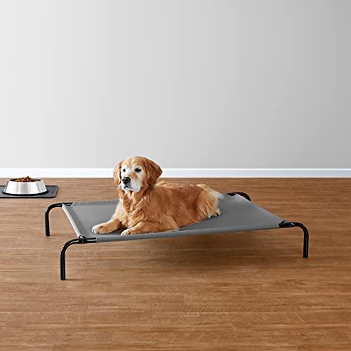 Amazon Basics Cooling Breathable Elevated Dog Bed with Metal Frame for Large Dogs, 51 x 31 x 8 Inch, Grey