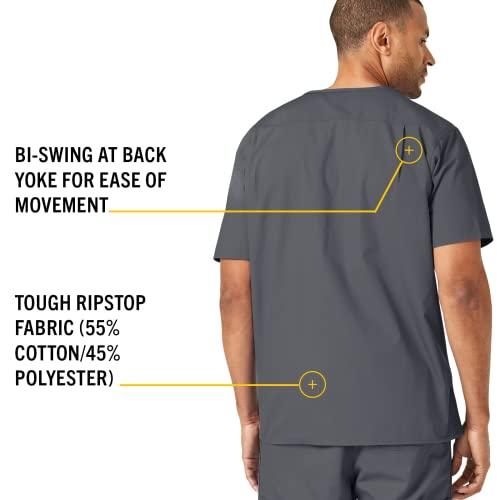 Carhartt Ripstop: Men’s 4-Pocket V-Neck Top — Pewter, L