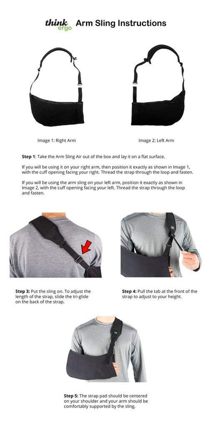 Think Ergo Arm Sling Air: Breathable Medical Sling with Padding on Strap. For Broken & Fractured Bones, Shoulder & Rotator Cuff Support