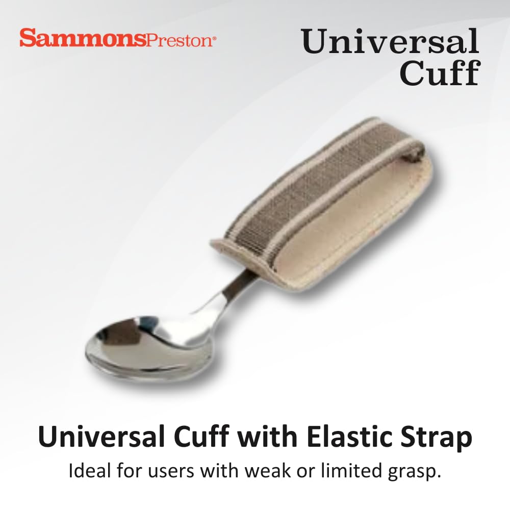 Sammons Preston Universal Cuff, Leather ADL Cuff with Elastic Strap, Holds Utensils or Writing Aids, Makes Mealtime or Other Activities Easier, for Elderly or Individuals with Weak Grip, Medium, 3"