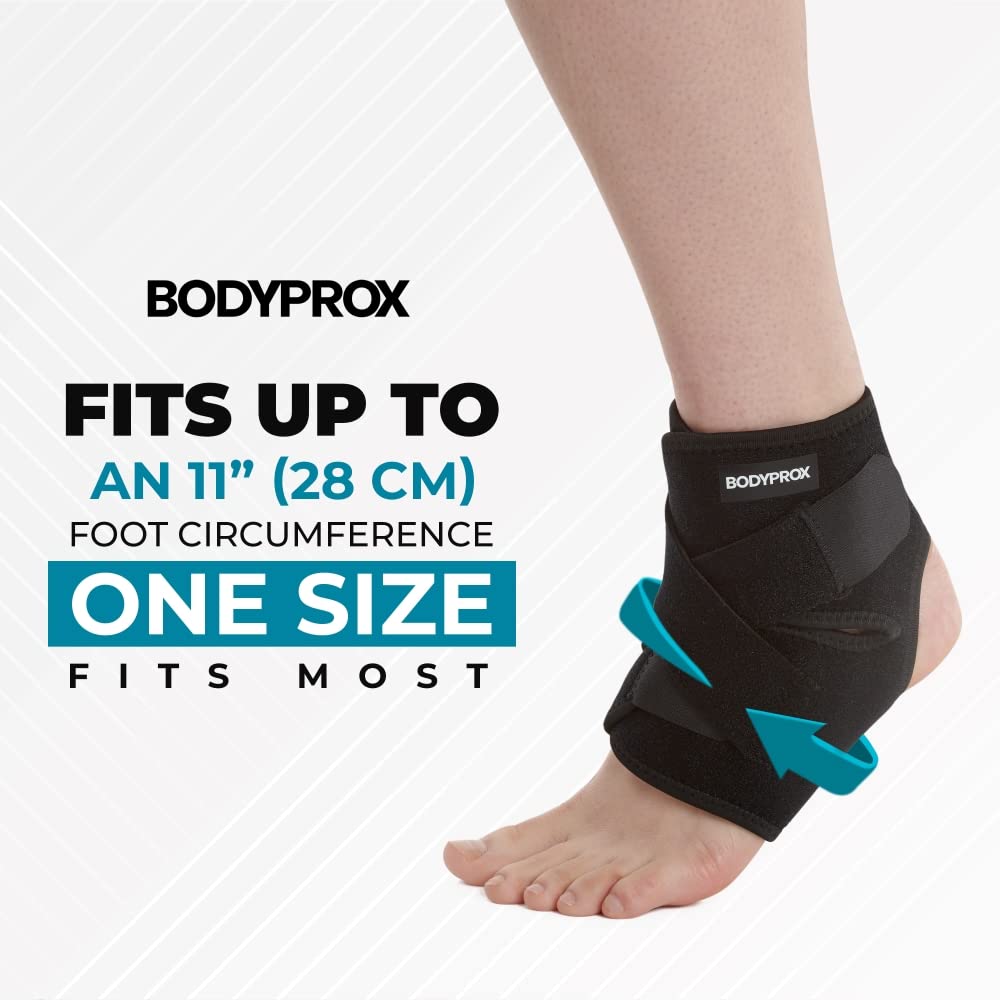 Bodyprox Ankle Support Brace, Breathable Neoprene Sleeve, Adjustable Wrap! (1 Pack)