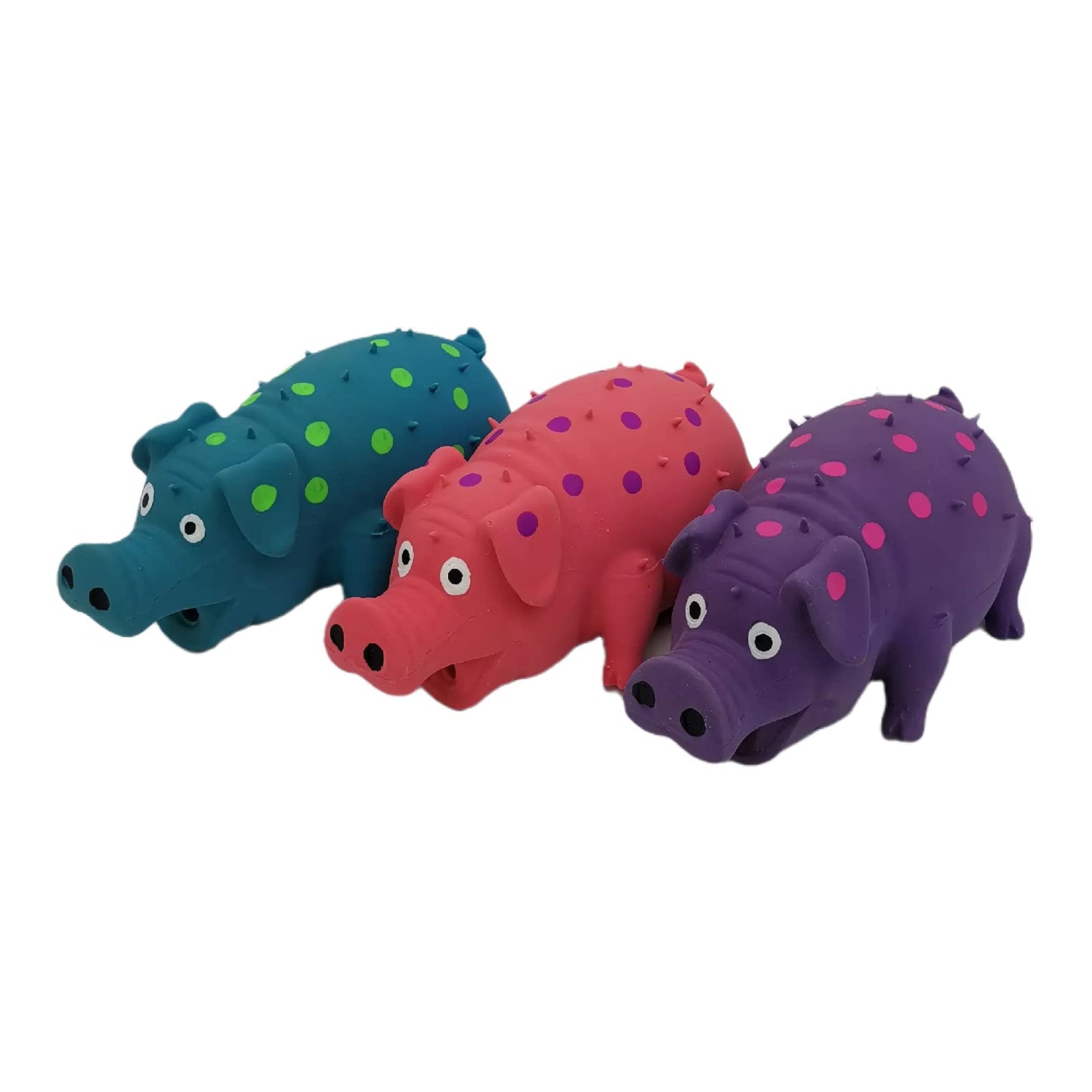 Hoiasem 3 Pack Latex Pig Dog Toys That Oinks Dog Squeaky Toy for Small Medium Large Dogs (Red, Blue, Purple)