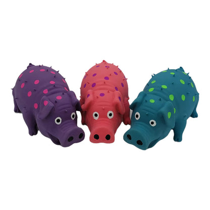 Hoiasem 3 Pack Latex Pig Dog Toys That Oinks Dog Squeaky Toy for Small Medium Large Dogs (Red, Blue, Purple)