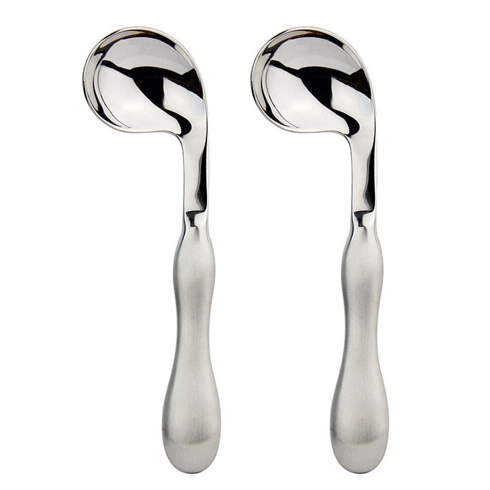 2-Piece Adaptive Curved Spoon Set - Angled Stainless Steel Utensils for Tremors, Arthritis & Parkinson's