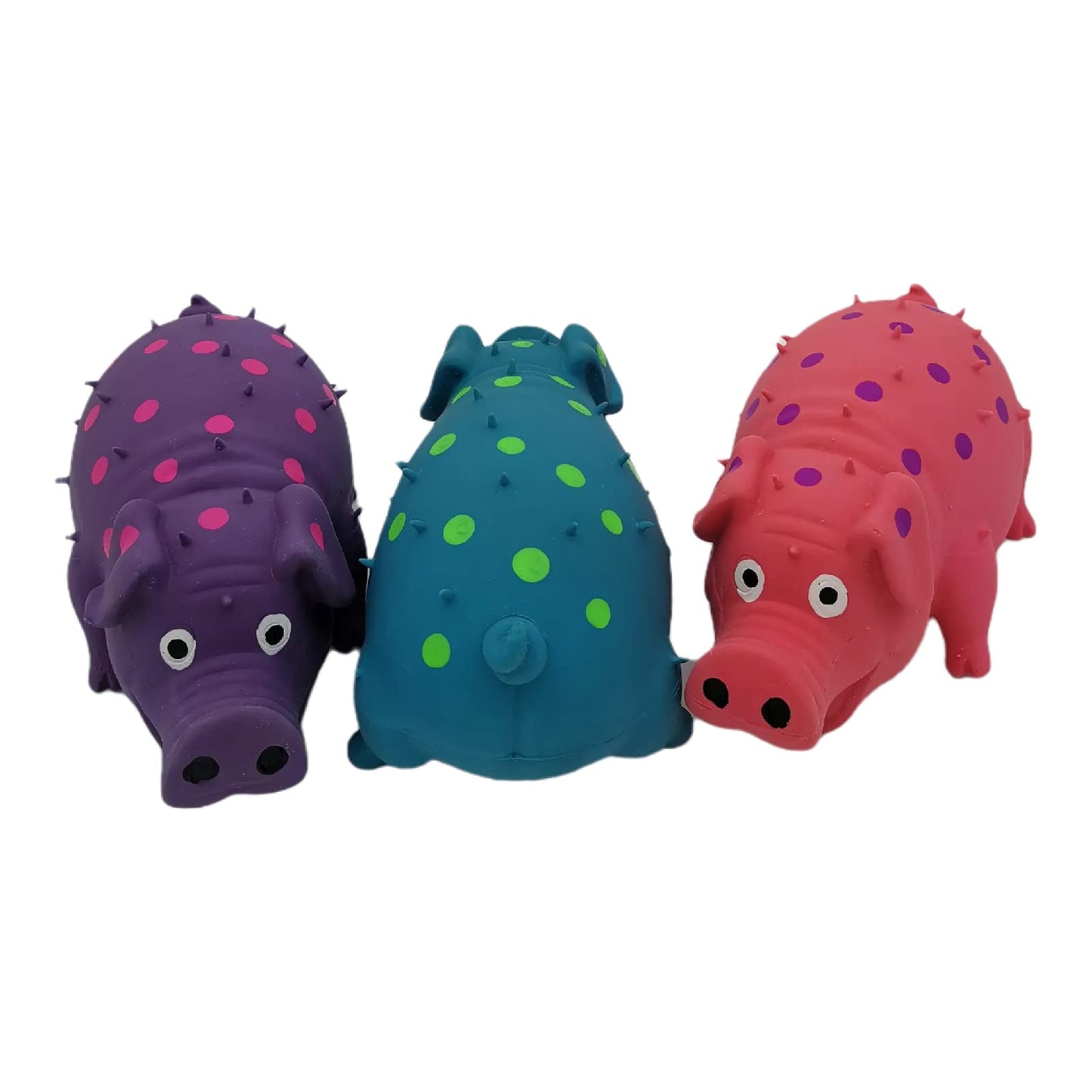 Hoiasem 3 Pack Latex Pig Dog Toys That Oinks Dog Squeaky Toy for Small Medium Large Dogs (Red, Blue, Purple)