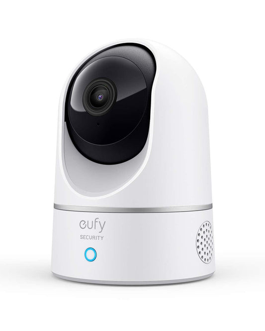 eufy Security Indoor Cam E220, Camera for home Security, Pan & Tilt, Dog/Pet Camera, 2K Wi-Fi Plug-in, Motion Tracking, Motion Only Alerts, Night Vision, HomeBase 3 Compatible, Voice Assistant Support