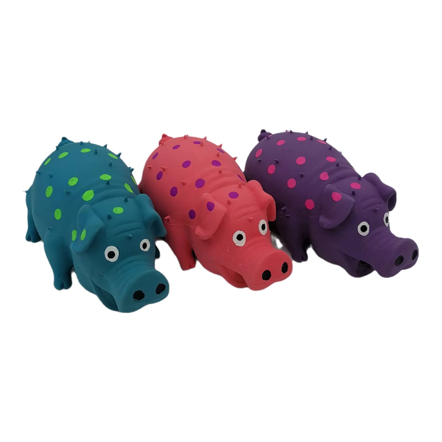 Hoiasem 3 Pack Latex Pig Dog Toys That Oinks Dog Squeaky Toy for Small Medium Large Dogs (Red, Blue, Purple)