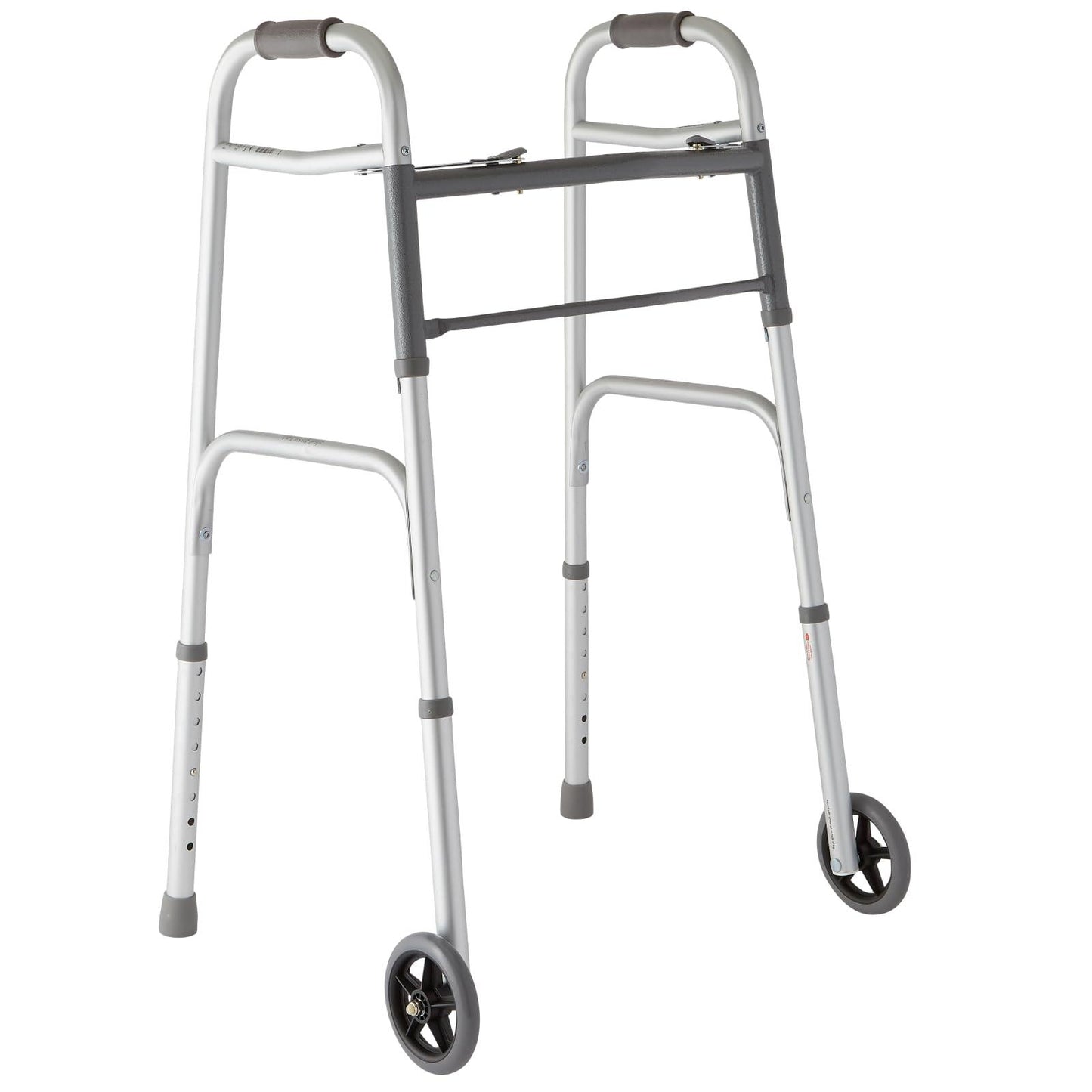 Medline Lightweight Folding Walker with 5" Wheels, Aluminum Frame Supports up to 300 lbs