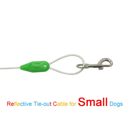 Petest 25ft Reflective Tie-Out Cable for Small Dogs Up to 35 Pounds