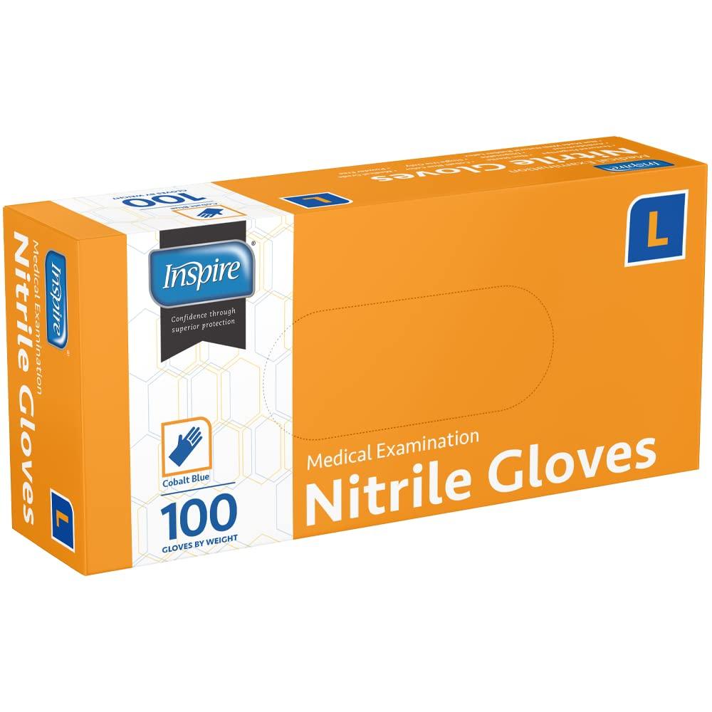 Inspire Nitrile Exam Gloves | THE ORIGINAL Quality Stretch Nitrile, Cobalt Blue | 4.5 Gloves Disposable Latex Free Medical EMT (Large (Pack of 1000), Case Of 1000)