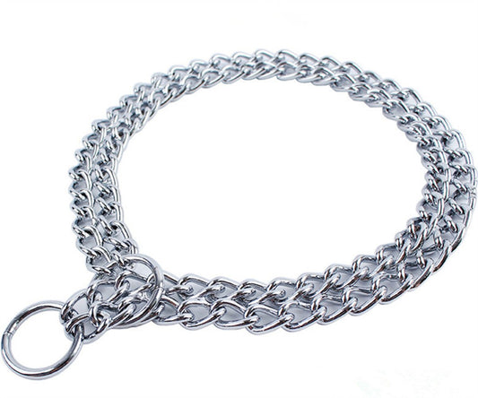 JWPC Dog Chain Collar Pet Iron Metal Double Chain Row Neck Leash Gear Choke Chain Walking Training for Small Medium Large Dogs,50cm