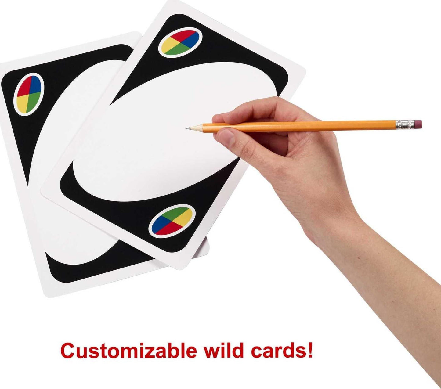 Mattel Games Giant UNO Card Game for Kids, Adults & Family Night, Oversized Cards & Customizable Wild Cards for 2 to 10 Players