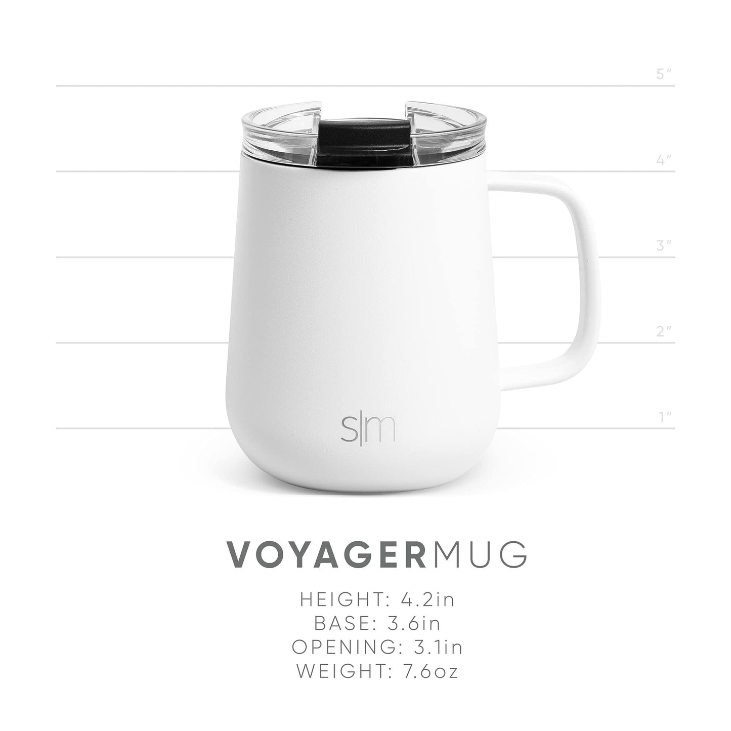 Simple Modern Travel Coffee Mug with Lid and Handle | Reusable Insulated Stainless Steel Coffee Tumbler Tea Cup | Gifts for Women Men Him Her | Voyager Collection | 12oz | Midnight Black