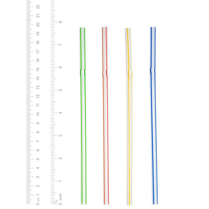 Comfy Package [200 Pack] 7.75" High Flexible Plastic Straws, Disposable Drinking Straws - Striped Assorted Colors