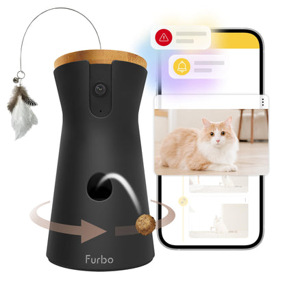 Furbo 360° Cat Camera + Nanny Bundle: Home Security & Cat Safety Alerts, Rotating Pet Treat Dispenser Camera with Speaker, Smart Home Indoor Cam w Phone App (Additional Subscription Required at Setup)