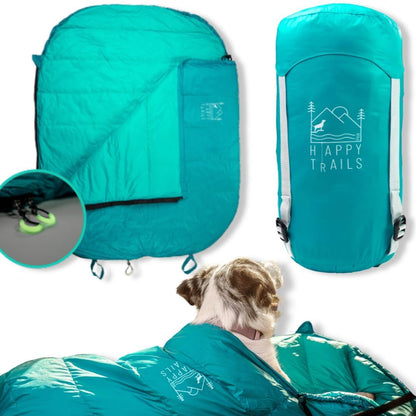 Ultralight Dog Sleeping Bag Backpacking—Outdoor Dog Bed for Hiking—Backpacking Gear for Dogs—Dog Hiking Gear—Dog Camping Gear—Packable Sleeping Bag for Dogs—Dog Travel Bed (Glacial Blue | Medium)