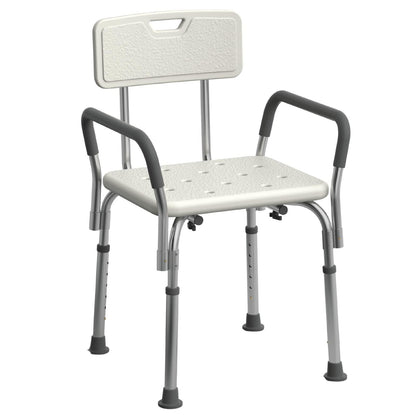 Medline Shower Chair Seat with Padded Armrests and Back | Heavy Duty Shower Chair for Bathtub | Slip Resistant Shower Seat with Adjustable Height | Shower Chair for Inside Shower with 350 lb Capacity