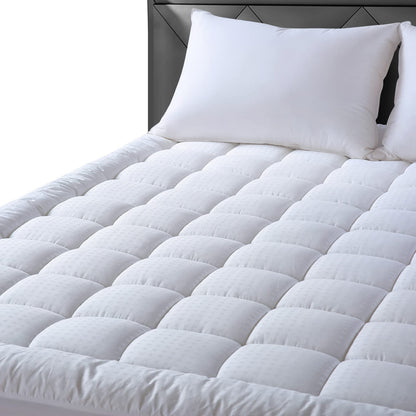 EASELAND King Size Mattress Pad Pillow Top Mattress Cover Quilted Fitted Mattress Protector Cotton 8-21" Deep Pocket Cooling Topper (78x80 Inches, White)