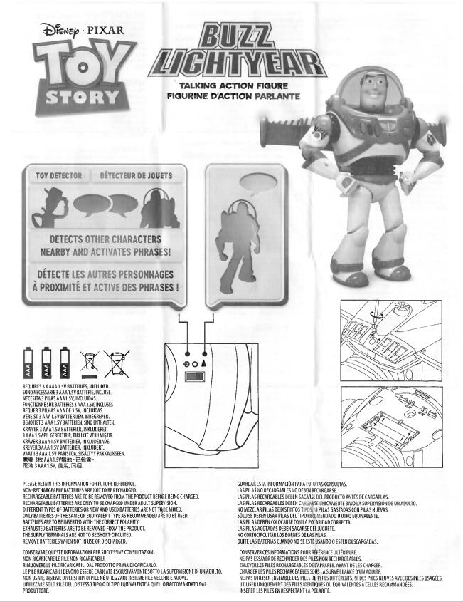 Disney Store Official Buzz Lightyear Interactive Talking Action Figure from Toy Story, Features 10+ English Phrases, Interacts with Other Figures and Toys