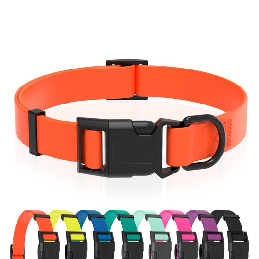 Kidding Pets Waterproof Dog Collar, Easy to Clean Rubber Dog Collars with Quick Release Buckle Fits Small Medium or Large Dogs (Orange, M < 11.8-18.5 inch)