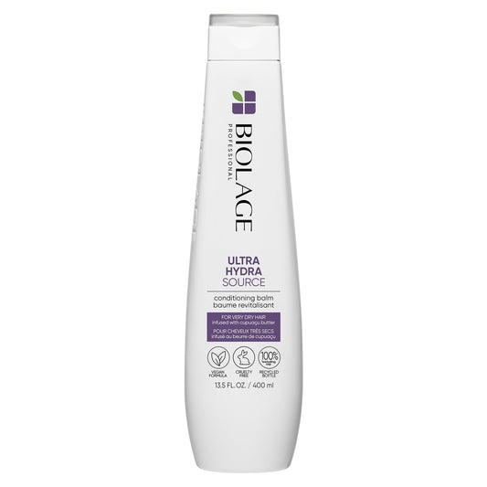 Biolage Ultra Hydra Source Conditioning Balm | Deep Hydrating Conditioner | Renews Hair's Moisture | For Very Dry Hair | Silicone-Free | Vegan | Salon Conditioner | 13.5 Fl. Oz