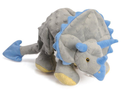 goDog Dinos Frills Squeaky Plush Dog Toy, Chew Guard Technology - Gray, Large