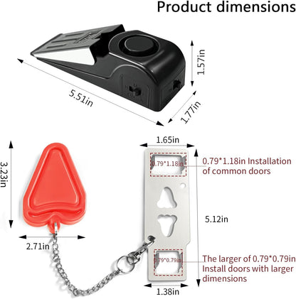 Portable Door Lock & Door Stop Alarm Set, Dual Protection Home Security Door Kit, Travel Hotel Door Lock Devices Pocket Self Defensey Tools for Traveling Hotel Home Apartment,Red