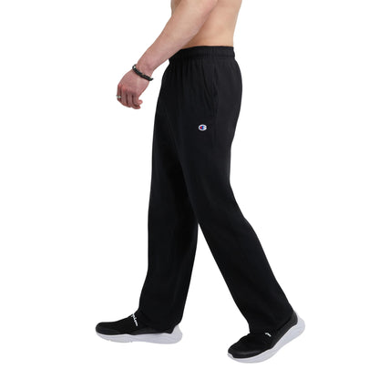 Champion Men's Everyday Open Hem Cotton Pants, 32.5" Inseam, Cotton Knit Pants Left Hip "C" Logo, Open Hem Jersey Pants